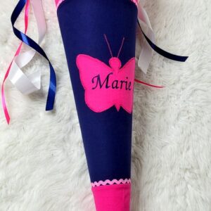 Zuckertüte Schmetterling 35cm und 70cm dunkelblau-pink