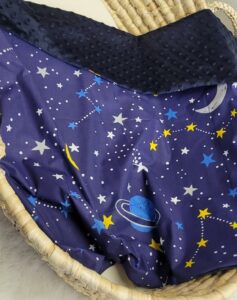 Babydecke Weltall dunkelblau
