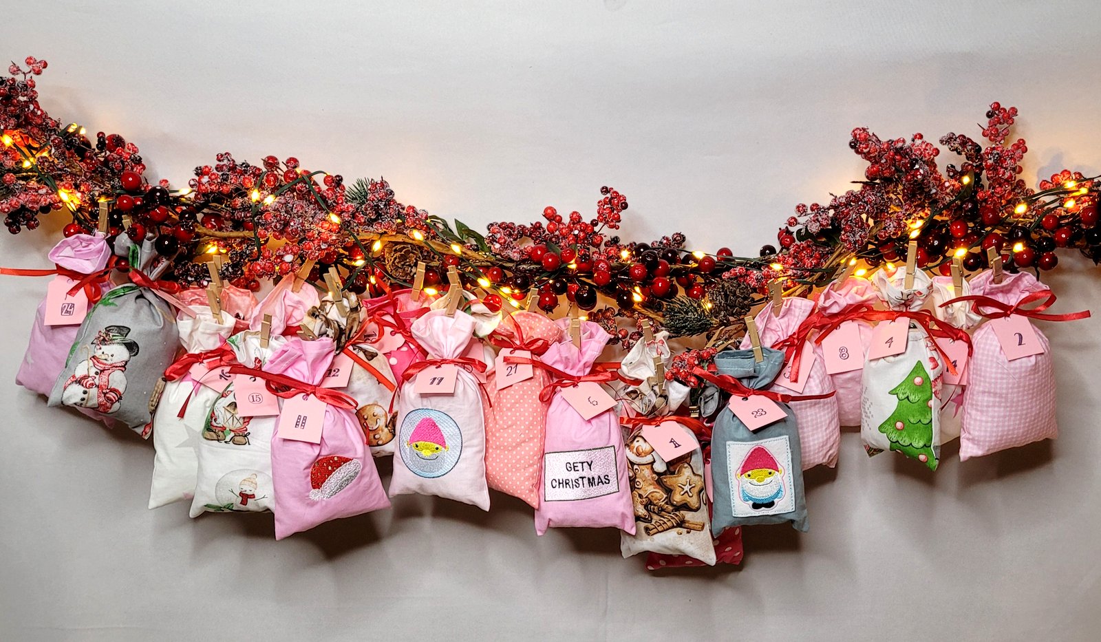 Adventskalender Wichtel rosa